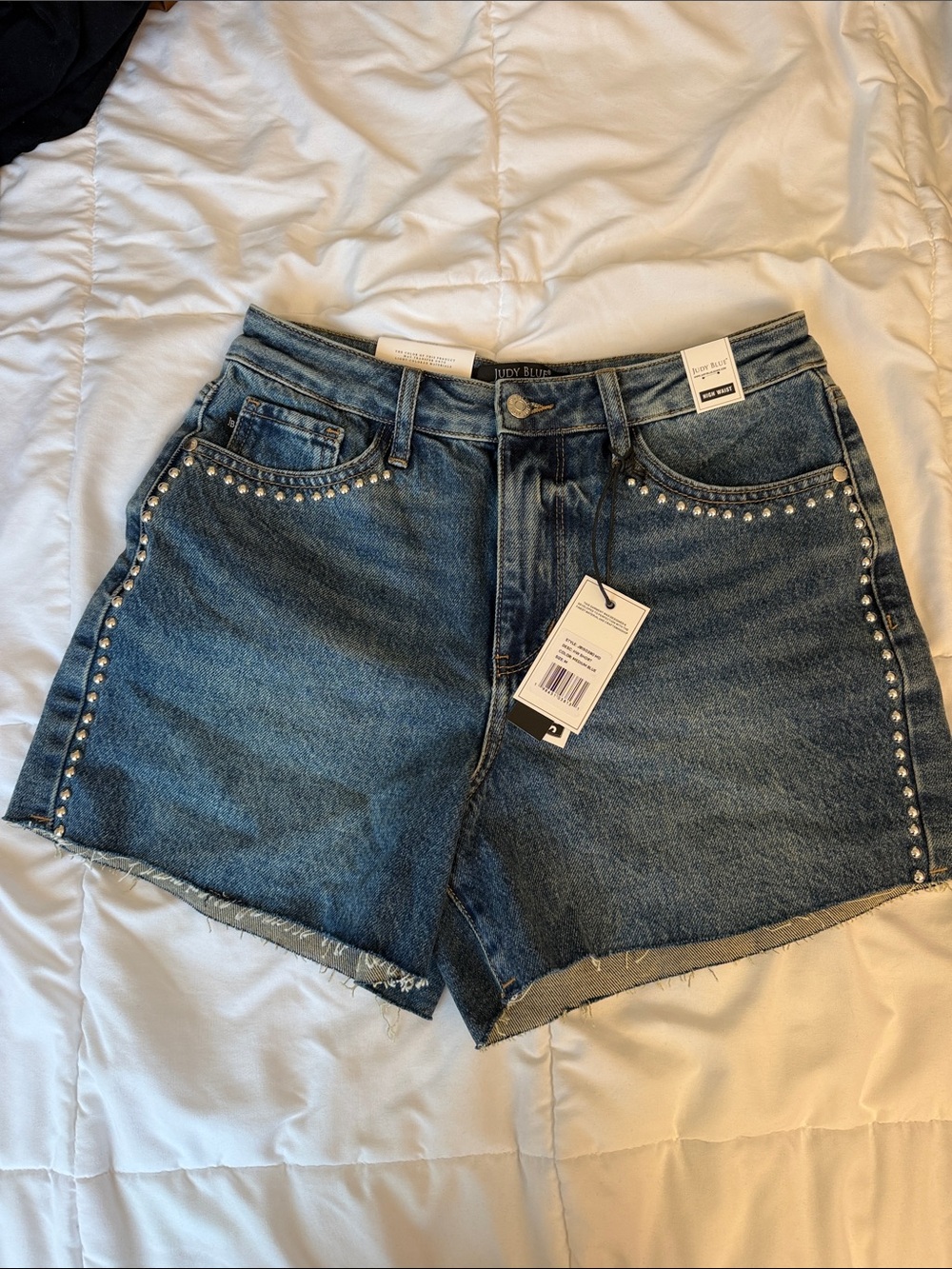 Judy Blue Studded Dark Blue Denim Shorts